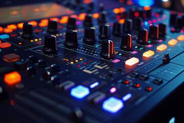 Music deejay at nightclub cool party event, clubbing people Generative AI photo