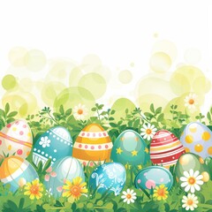 Colorful Easter eggs in grass