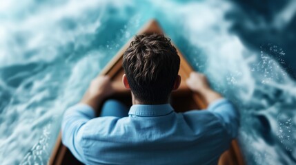 Fototapeta premium Leader Steering Business Through Turbulent Waters During Crisis