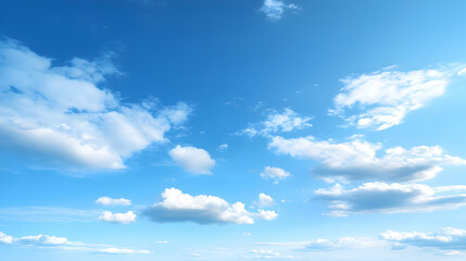 Obraz premium A Stunning View of White Fluffy Clouds Drifting Across a Clear Blue Sky, Creating a Serene and Tranquil Atmosphere