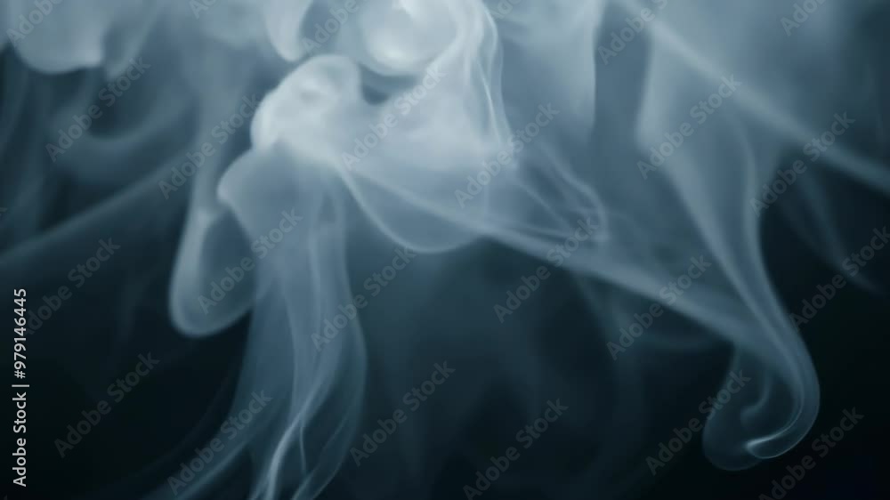 Poster wisps of gray smoke swirling in a dark background, creating a mysterious and atmospheric effect.