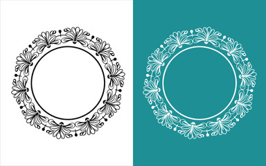 simple ornate round frame floral vector illustration design