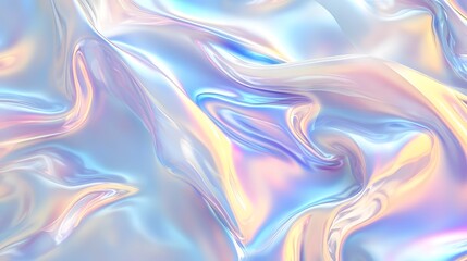 Obraz premium Abstract Holographic Fluid with Pastel Iridescent Colors. 