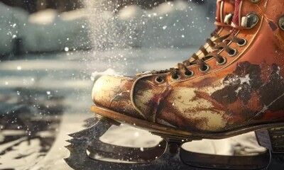 Pair of vintage ice skates, Video - Powered by Adobe