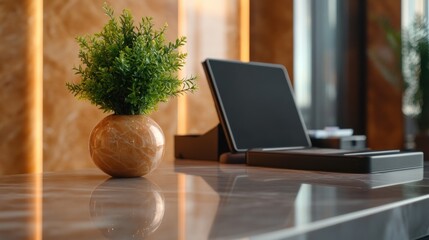 Friendly Hotel Receptionist Assisting Guests with Booking and Check-in, Ensuring a Smooth and Welcoming Experience at Our Modern Hotel