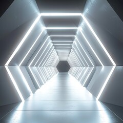Obraz premium Futuristic white hallway