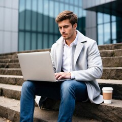 man working on laptop