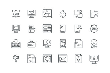 Code, Coding, Digital Art, File Exchange, set of icons for web design, vector illustration
