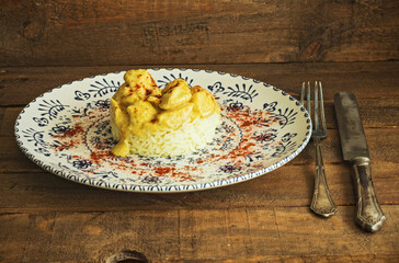 Tasty rice and chicken curry dish