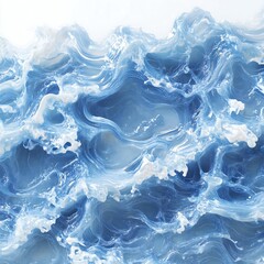 Obraz premium Simple cartoon water wave, blue and flowing, with a clean white background.