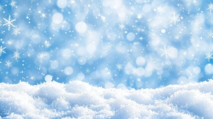Obraz premium Winter Snow Background with Falling Snowflakes and Bokeh Lights