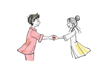 friends forever. friendship goal. happy valentines day. cute couple abstract hand drawing illustration.