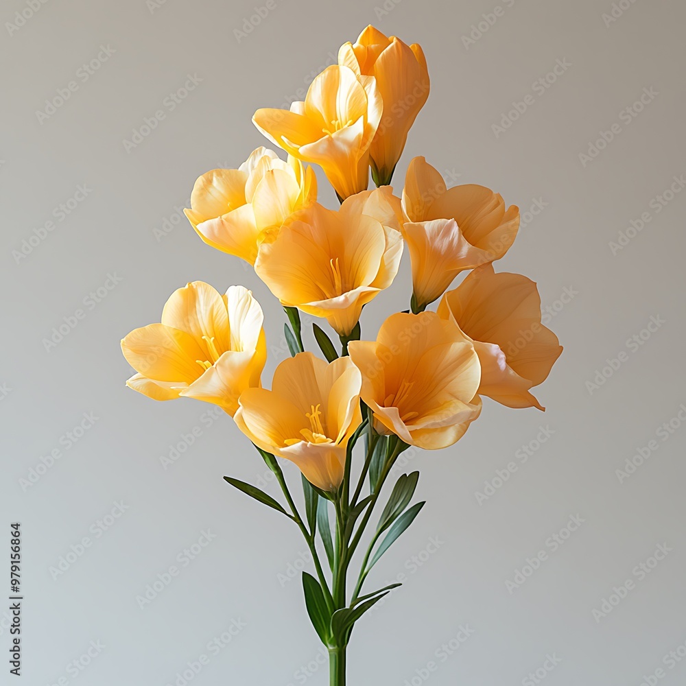 Canvas Prints bouquet of soft yellow flowers against a neutral background.