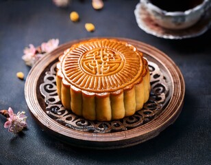 Mooncake on Elegant Plate