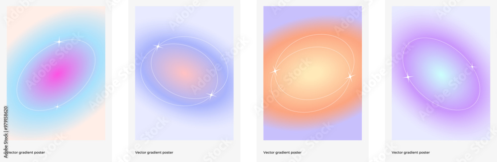 Poster abstract colorful blurred gradient cover template design set for poster, brochure, home decor, prese