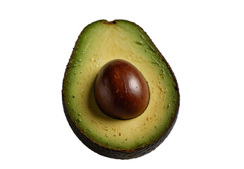 Ripe Avocado with a Smooth Texture and Seed on a Transparent Background for Culinary Uses