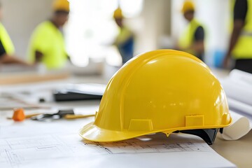 Helmet and Tools for Construction with Copy Space Image for Construction Concept and Project Planning