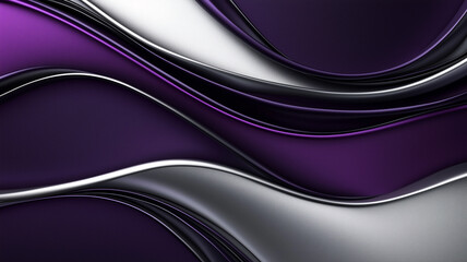 Obraz premium Dark Purple and Silver Gradient Background: The center is a solid dark purple, with the border made of 2 layers of gradient dark purple and sleek silver waves.