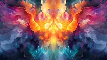 Obraz premium Visually Stunning Abstract Ink Blot Compositions with Shimmering Iridescent Colors and Captivating Symmetry