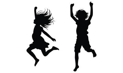 Premium little Kids Silhouette Vectors