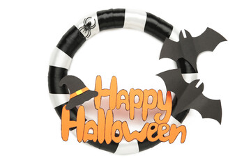 Halloween wreath isolated on white background. Thanksgiving decor.