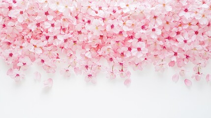 Fototapeta premium Pink Cherry Blossom Flowers Border on White Background