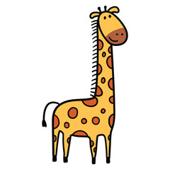 Naklejka premium Hand drawn cartoon cute giraffe on white background.