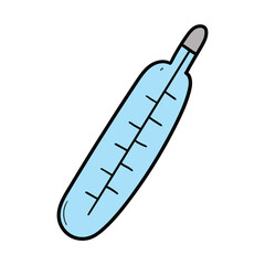 Hand drawn cartoon thermometer on a white background.