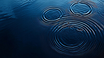 Abstract banner with water rings and ripples on dark blue background. Modern design. 