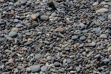  Stones on the beach. Recreational holiday on the seashore.