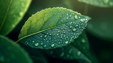 Close-Up of a Plant Leaf: Visible Stomata Opening and Closing, Faintly Glowing Chloroplasts, Fluid-Filled Veins, Blurred Background Leaves, Soft Natural Light, Sharp Focus on Stomata