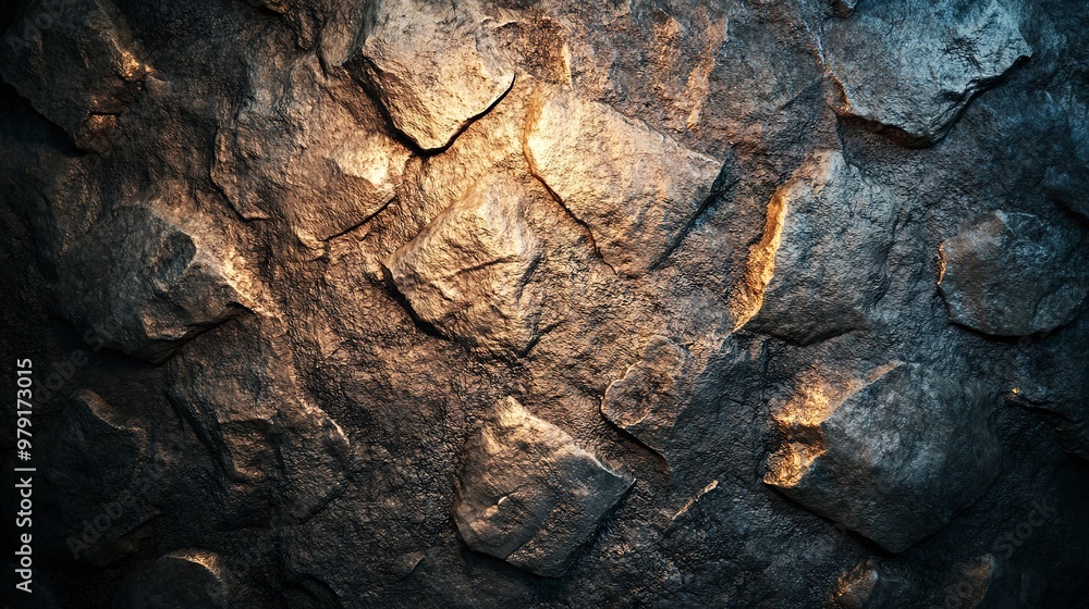 Canvas Prints Rugged Stone Background Illuminated by Spotlight, Textured Dark Surface