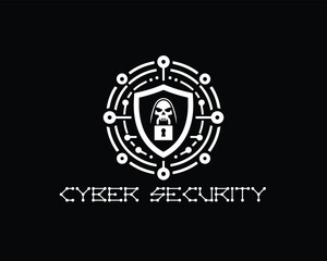 Cyber security logo icon symbol vector illustration. Modern cyber security logo