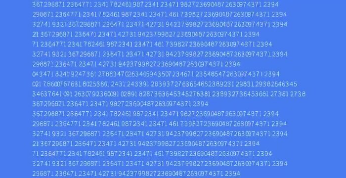 Blue Code Scramble Scans. Full screen saver graphic loop as complex encrypted codes randomly fluctuates on the display