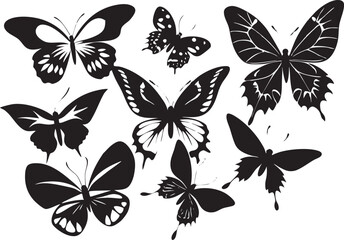 Butterfly swarm silhouette background
