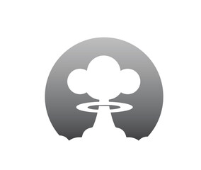 Creative nuclear explosion mushroom circle logo vector icon symbol design illustration