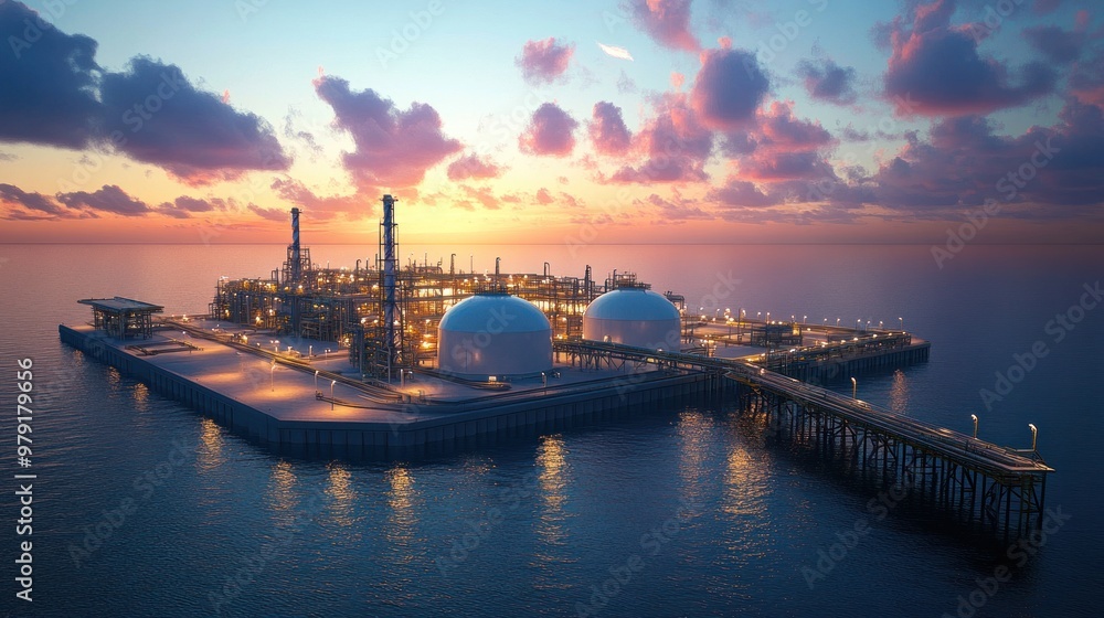 Poster an lng storage terminal featuring advanced cooling technology, ensuring the safe and efficient stora