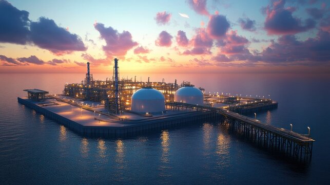 An LNG storage terminal featuring advanced cooling technology, ensuring the safe and efficient storage of liquefied natural gas