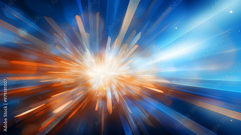 Poster colorful burst of light and energy radiating from a central point, creating an abstract background