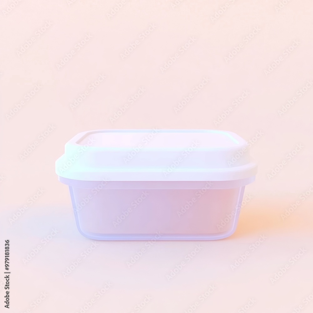 Poster realistic 3d render of a plastic food container with a transparent lid, isolated on a white backgrou