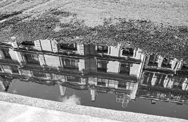 Reflections in a puddle, street photography in Paris