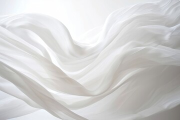 Fototapeta premium Abstract flowing white silk fabric texture for background, Elegant white cloth soft wave.