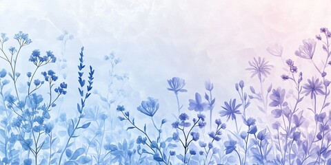 Watercolor abstract flower background with blue and purple tones, creating a soft, ethereal feel.