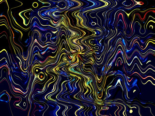 An array of vibrant colors and dynamic lines intertwine fluidly, creating an eye-catching abstract pattern that showcases intricate designs and a sense of movement