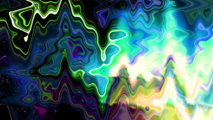 vibrant abstract swirling waves and undulating patterns in blues, greens, and purples, evoking a sense of movement and energy