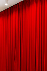 Curtains. Background for inserting text, empty spaces. Red theater curtain, falling in a straight line.