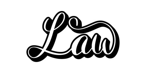 hand draw lettering Law logo vector black white