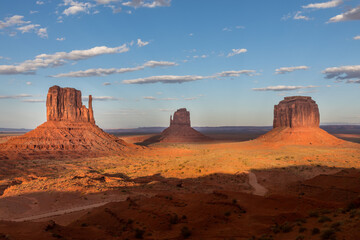 The last rays of sunshine floating  in the Monument Valley, Arizona USA