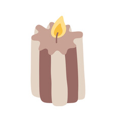 aesthetics hand drawn candle. Colored Vector flat illustration isolated on background. decorative element for greeting card, web, christmas, wedding, birthday, valentine day