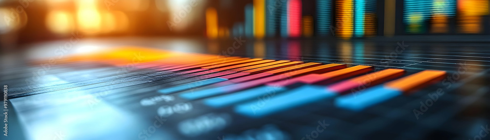 Poster abstract background with colorful data charts illustration